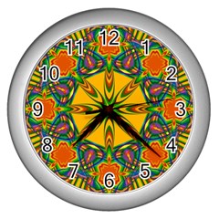 Seamless Orange Abstract Wallpaper Pattern Tile Background Wall Clocks (silver) 