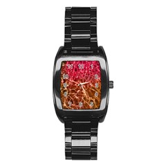 Background Water Abstract Red Wallpaper Stainless Steel Barrel Watch by Simbadda