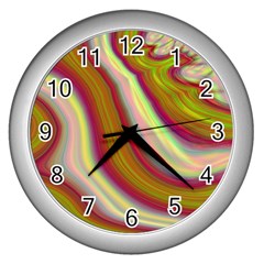 Artificial Colorful Lava Background Wall Clocks (silver) 