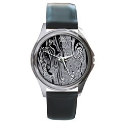 Abstract Swirling Pattern Background Wallpaper Round Metal Watch