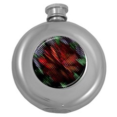 Abstract Green And Red Background Round Hip Flask (5 Oz)