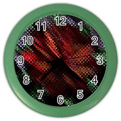 Abstract Green And Red Background Color Wall Clocks by Simbadda