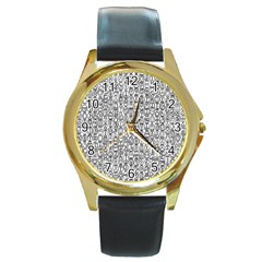 Abstract Knots Background Design Pattern Round Gold Metal Watch by Simbadda