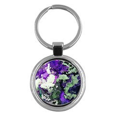 Background Abstract With Green And Purple Hues Key Chains (round)  by Simbadda