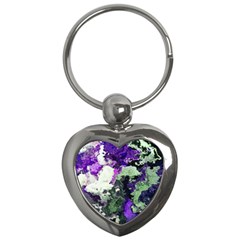 Background Abstract With Green And Purple Hues Key Chains (heart)  by Simbadda