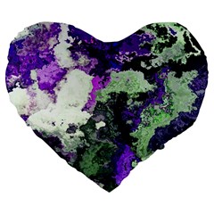 Background Abstract With Green And Purple Hues Large 19  Premium Heart Shape Cushions by Simbadda
