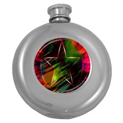 Colorful Background Star Round Hip Flask (5 Oz)