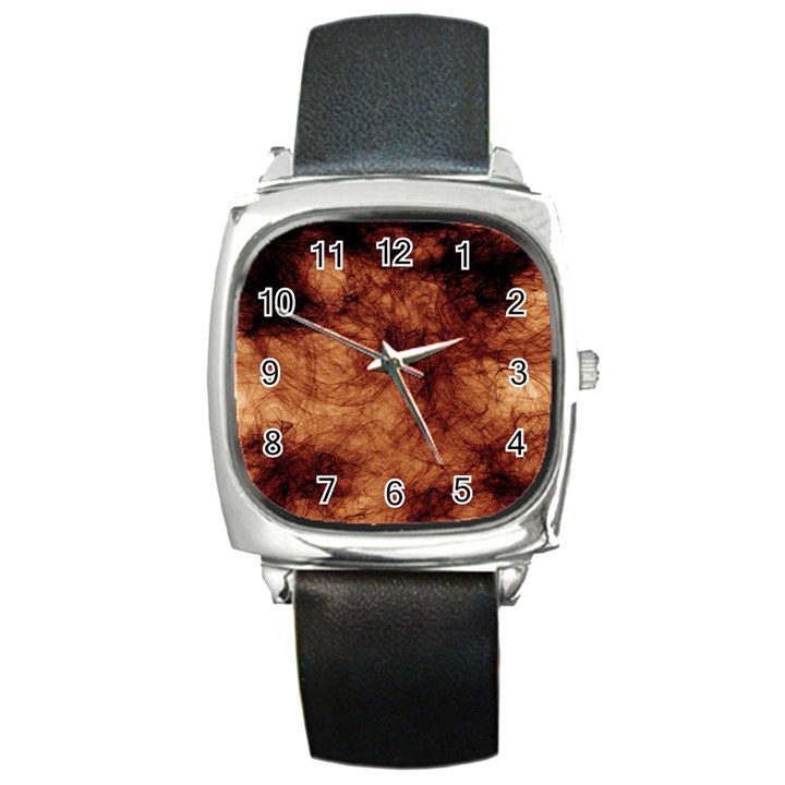 Abstract Brown Smoke Square Metal Watch