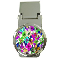 Floral Colorful Background Of Hand Drawn Flowers Money Clip Watches by Simbadda