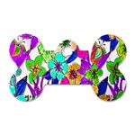 Floral Colorful Background Of Hand Drawn Flowers Dog Tag Bone (Two Sides) Back
