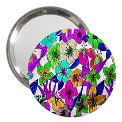 Floral Colorful Background Of Hand Drawn Flowers 3  Handbag Mirrors