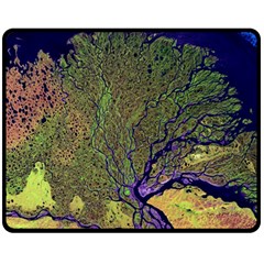 Lena River Delta A Photo Of A Colorful River Delta Taken From A Satellite Fleece Blanket (medium)  by Simbadda