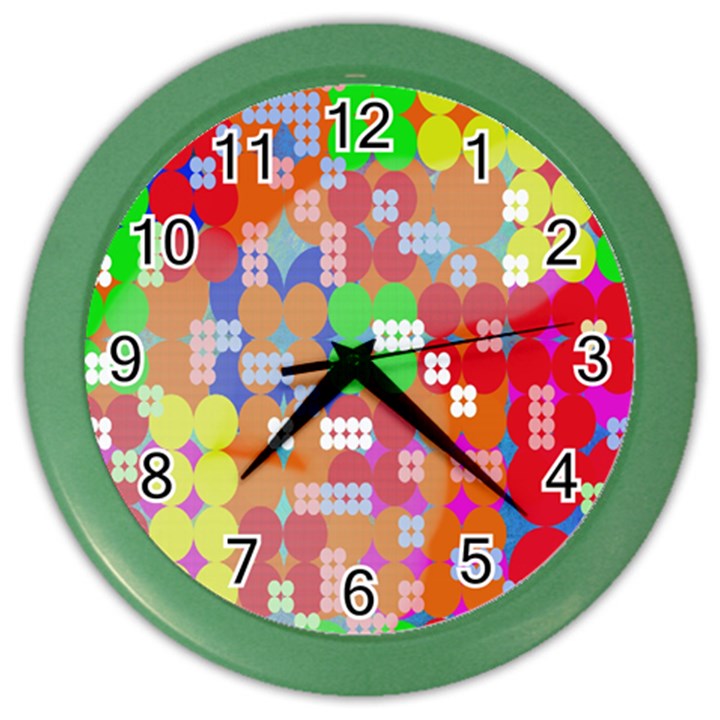 Abstract Polka Dot Pattern Digitally Created Abstract Background Pattern With An Urban Feel Color Wall Clocks