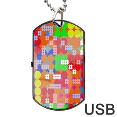 Abstract Polka Dot Pattern Digitally Created Abstract Background Pattern With An Urban Feel Dog Tag Usb Flash (one Side) by Simbadda