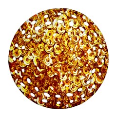 Yellow Abstract Background Round Filigree Ornament (two Sides) by Simbadda