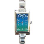 Floral 2d Illustration Background Rectangle Italian Charm Watch Front