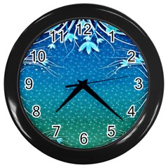 Floral 2d Illustration Background Wall Clocks (Black)