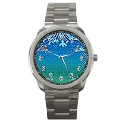 Floral 2d Illustration Background Sport Metal Watch