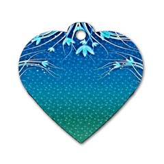 Floral 2d Illustration Background Dog Tag Heart (Two Sides)