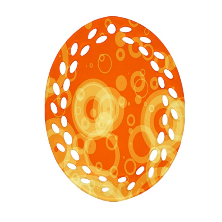 Retro Orange Circle Background Abstract Oval Filigree Ornament (Two Sides)