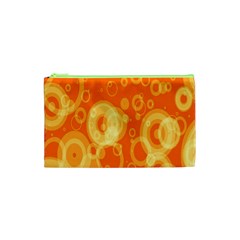 Retro Orange Circle Background Abstract Cosmetic Bag (xs) by Nexatart