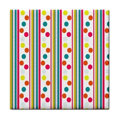 Stripes And Polka Dots Colorful Pattern Wallpaper Background Tile Coasters