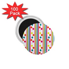 Stripes And Polka Dots Colorful Pattern Wallpaper Background 1 75  Magnets (100 Pack) 