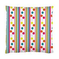 Stripes And Polka Dots Colorful Pattern Wallpaper Background Standard Cushion Case (one Side) by Nexatart