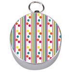 Stripes And Polka Dots Colorful Pattern Wallpaper Background Silver Compasses Front