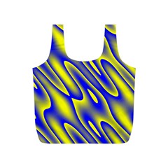 Blue Yellow Wave Abstract Background Full Print Recycle Bags (s)  by Nexatart