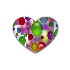 Colored Bubbles Squares Background Heart Coaster (4 Pack)  by Nexatart