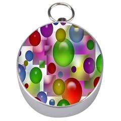 Colored Bubbles Squares Background Silver Compasses by Nexatart