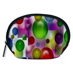 Colored Bubbles Squares Background Accessory Pouches (medium)  by Nexatart