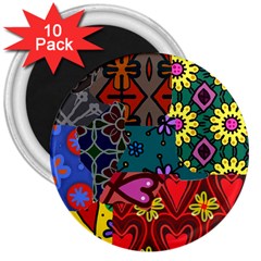 Digitally Created Abstract Patchwork Collage Pattern 3  Magnets (10 Pack)  by Nexatart