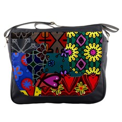 Digitally Created Abstract Patchwork Collage Pattern Messenger Bags by Nexatart