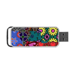 Digitally Created Abstract Patchwork Collage Pattern Portable Usb Flash (one Side) by Nexatart