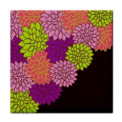 Floral Card Template Bright Colorful Dahlia Flowers Pattern Background Tile Coasters by Nexatart