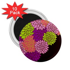 Floral Card Template Bright Colorful Dahlia Flowers Pattern Background 2 25  Magnets (10 Pack)  by Nexatart