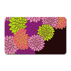 Floral Card Template Bright Colorful Dahlia Flowers Pattern Background Magnet (rectangular) by Nexatart