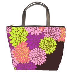 Floral Card Template Bright Colorful Dahlia Flowers Pattern Background Bucket Bags by Nexatart