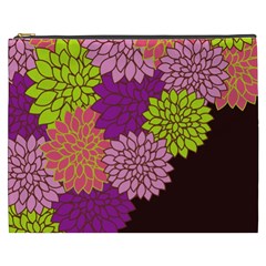 Floral Card Template Bright Colorful Dahlia Flowers Pattern Background Cosmetic Bag (xxxl)  by Nexatart