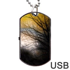 Tree Art Artistic Abstract Background Dog Tag Usb Flash (two Sides) by Nexatart