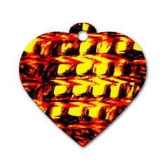 Yellow Seamless Abstract Brick Background Dog Tag Heart (one Side)