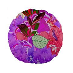 Abstract Design With Hummingbirds Standard 15  Premium Flano Round Cushions by Nexatart