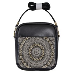 Celestial Pinwheel Of Pattern Texture And Abstract Shapes N Brown Girls Sling Bags