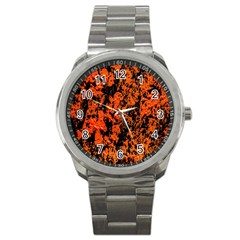 Abstract Orange Background Sport Metal Watch by Nexatart