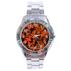 Abstract Orange Background Stainless Steel Analogue Watch by Nexatart