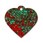 Red Turquoise Abstract Background Dog Tag Heart (Two Sides) Back