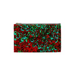 Red Turquoise Abstract Background Cosmetic Bag (small)  by Nexatart