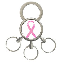 Breast Cancer Ribbon Pink 3-ring Key Chains